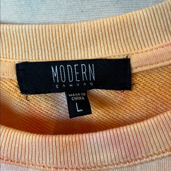 Sweatshirt Womens Large Tie Dye Caffeine Modern Canvas Pink Peach Pullover - Picture 10 of 10